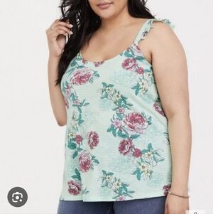 Torrid Sz 1 Mint Green Floral Tank Top